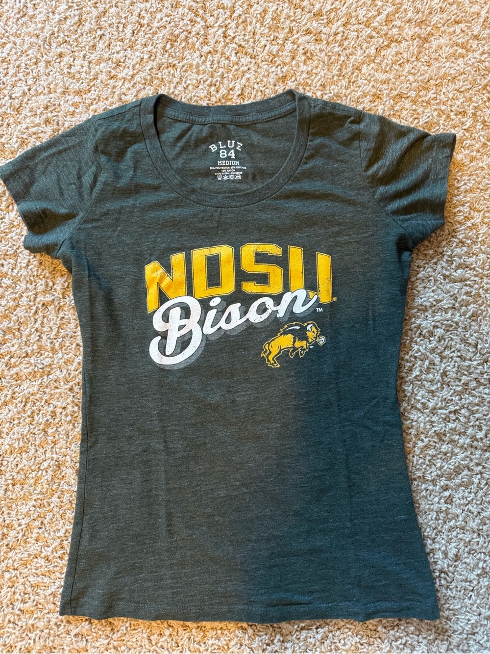 Blue 84 Charcoal NOSU Bison Graphic Tee with Yellow Accents